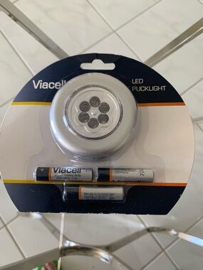 Silver LED Puck Light - Battery Powered